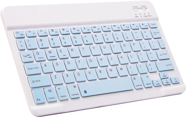 Vorcom S7 Classic 2 7" Uyumlu Kablosuz Bluetooth Şarj Edilebilir Klavye - Mavi