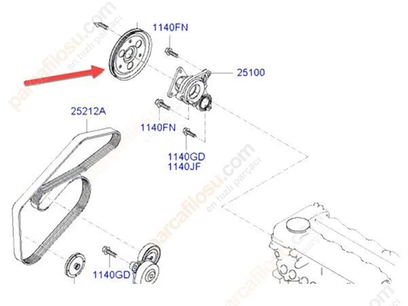 Kia Rio Devirdaim Kasnaği (2010-2012) 1.4 CRDI 252212A200 - Resim 2