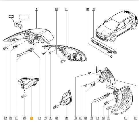 Renault Megane Arka Tampon Reflektörü (2009-2014) 1.6, 1.5 DCI 265600010R - Resim 3