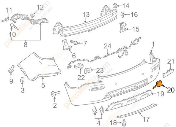 Chevrolet Trax Arka Tampon Çeki Kapak (2013-2015) 1.4, 1.6 25980571 - 2