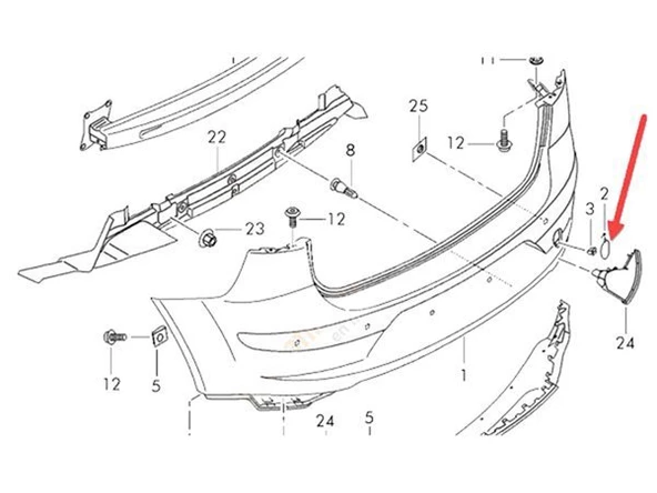 Seat Altea Arka Tampon Çeki Kapak (2004-2007) 1.6, 1.9, 2.0, 2.0 TDI 5P0807441A