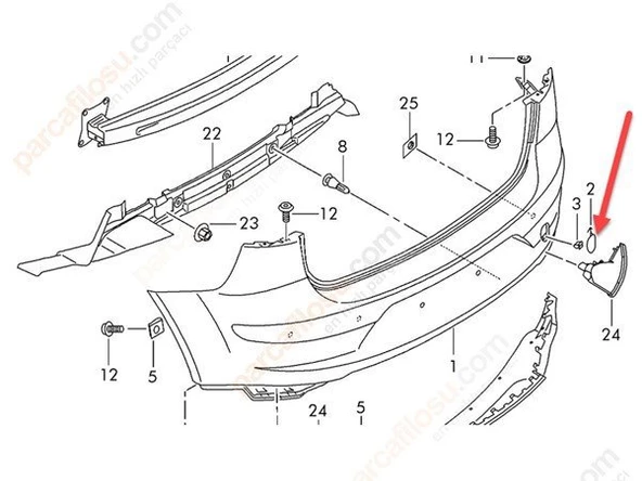 Seat Altea Arka Tampon Çeki Kapak (2004-2007) 1.6, 1.9, 2.0, 2.0 TDI 5P0807441A - 2