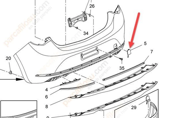 Opel Astra Arka Tampon Çeki Kapak (2013-2017) 1.4, 1.6, 1.3 CDTI, 1.6 CDTI 13368067 - 2
