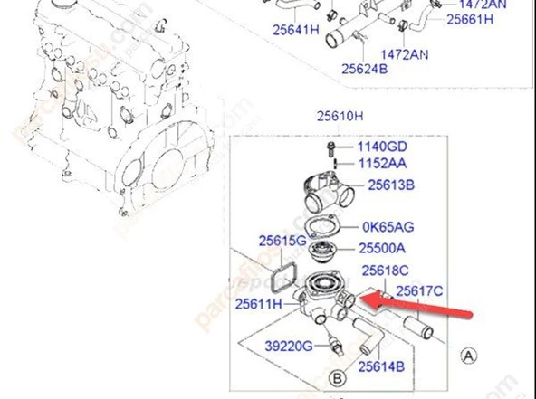Kia Cerato Termostat Alt Gövde (2007-2010) 1.6 CRDI 256112A100