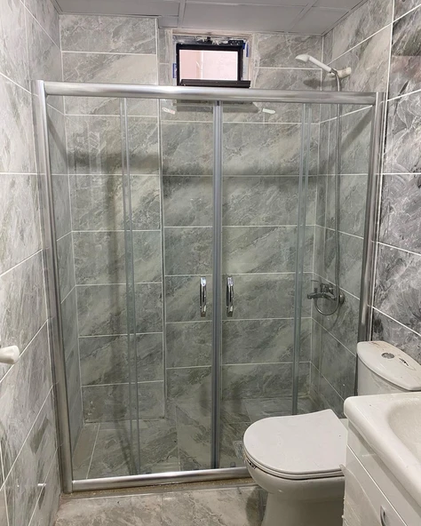 Teknesiz Cam Duşakabin Düz 2 Sabit 2 Sürgülü ND112