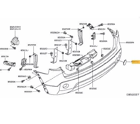 Nissan Qashqai Arka Tampon Çeki Kapak (2010-2014) 1.5 DCI 85071BR10A - 2