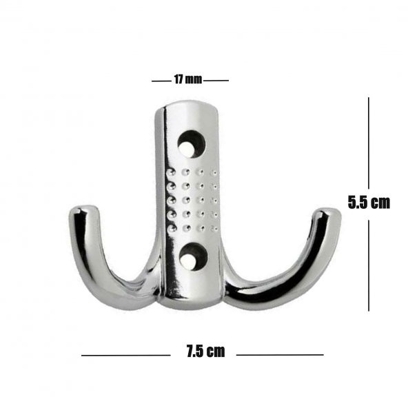 Noktalı Portmanto Vestiyer Duvar Dolap Elbise Askısı Krom Metal Mobilya Kapı Askılığı (3 ADET) - 3