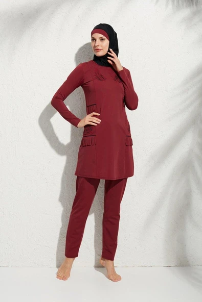 Pierre Cardin 191913 Uzunkollu Aplikeli Tesettür Mayo - Resim 6