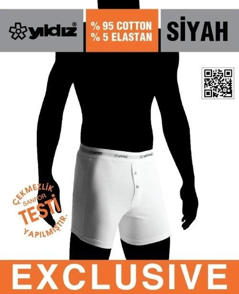 Yıldız 111 Siyah Likralı Uzun Boxer - 2