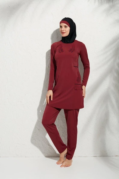 Pierre Cardin 191913 Uzunkollu Aplikeli Tesettür Mayo - Resim 5