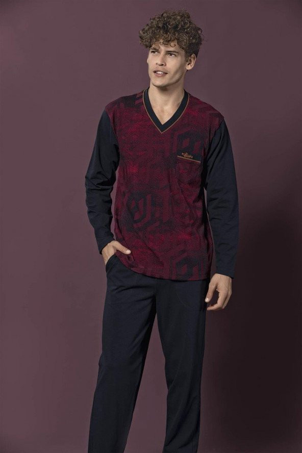 KLY 6003 Erkek V Yaka Pijama Takım