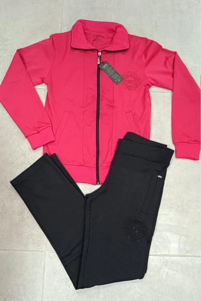 Capri 941 Kadın Taşlı Dalgıç Kumaş Eşofman Takım - 12