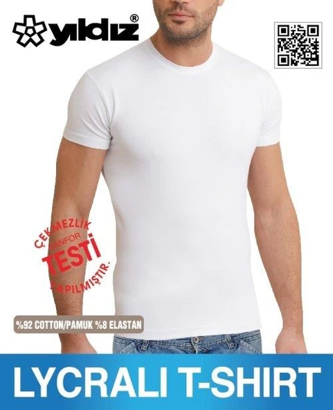 Yıldız 90 Likralı Kısa Kollu Erkek T-Shirt Atlet - Resim 2