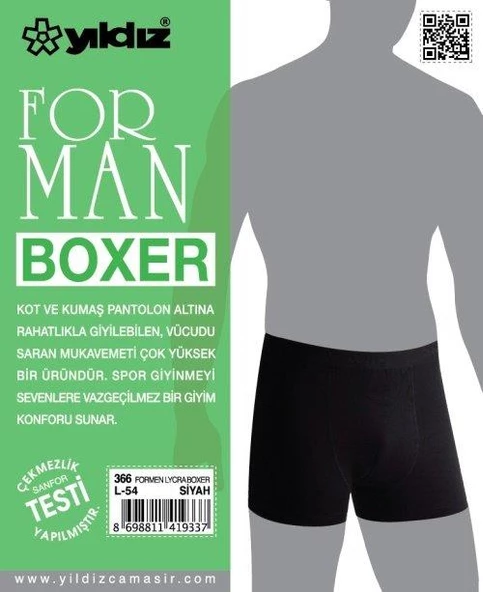Yıldız 366 Siyah Formen Likralı Boxer - 2