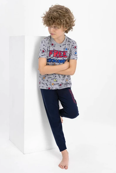 Roly Poly 2343 Free Crocodile Erkek Çocuk Kısa Kol Pijama Takımı ürün görseli