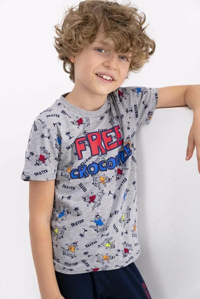 Roly Poly 2343 Free Crocodile Erkek Çocuk Kısa Kol Pijama Takımı - Resim 3