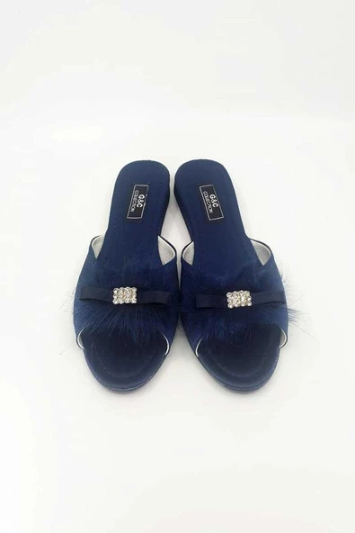 G&C Kadın Topuksuz Tüylü Çeyiz Gelin Terlik - 4