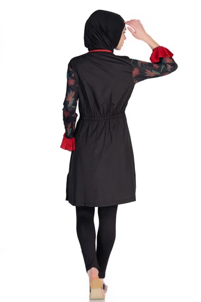 Alfasa 270 Uzun Kol Taytlı Kol Ucu Detaylı Tam Kapalı Tesettür Mayo - 3