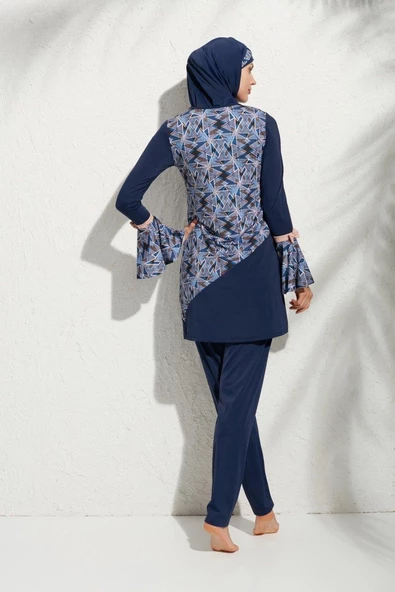 Pierre Cardin 191921 Uzunkollu Kolu Volanlı Desenli Tesettür Mayo - 3
