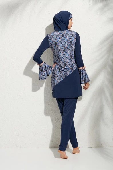 Pierre Cardin 191921 Uzunkollu Kolu Volanlı Desenli Tesettür Mayo - 3