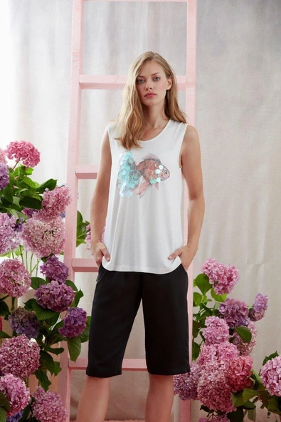 Catherine's 1644 Kadın Bermuda Kalın Askılı Pijama Takım