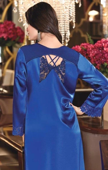 Jeremi 452 6'lı Saten Dantelli Gecelik Sabahlık Takımı - 8