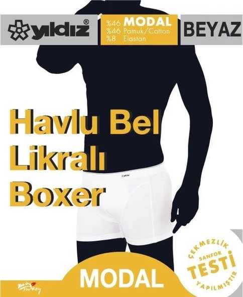Yıldız 405 Beyaz Havlu Bel Modal Likralı Boxer - 2