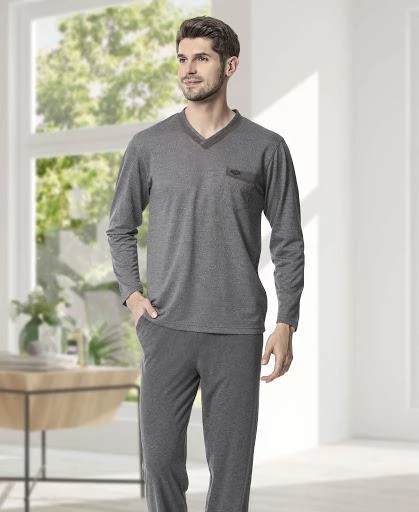 KLY 6121 Erkek V Yaka Pijama Takımı - 3