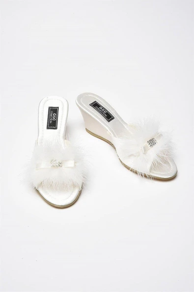 G&C 170 Kaz Tüyü Yüksek Feta Bayan Terlik - 4