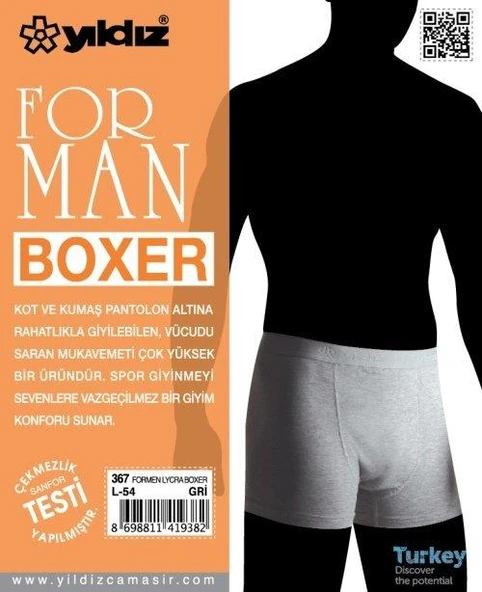 Yıldız 367 Gri Formen Likralı Boxer - 2