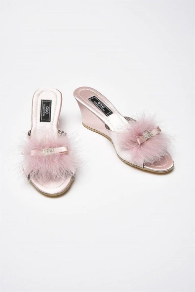 G&C 170 Kaz Tüyü Yüksek Feta Bayan Terlik - 2