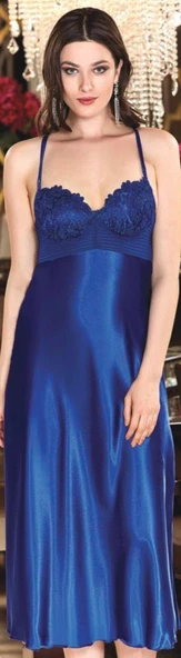 Jeremi 452 6'lı Saten Dantelli Gecelik Sabahlık Takımı - 4