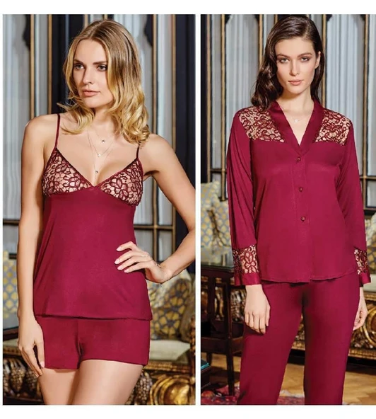 Jeremi 563 6'lı Penye Dantelli Gecelik Sabahlık Çeyiz Gelin Seti - 8