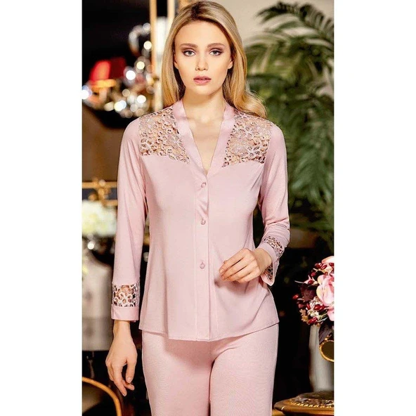 Jeremi 563 6'lı Penye Dantelli Gecelik Sabahlık Çeyiz Gelin Seti - 4