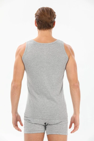 Yıldız 21 Erkek %100 Pamuklu Rahat Ribana Atlet Gri - Resim 4