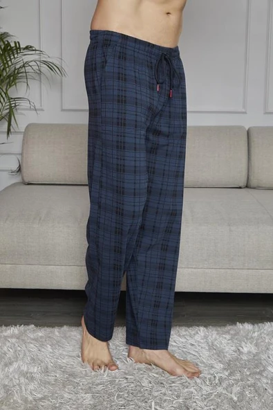 KLY 152 Tek Alt Likralı Ekoseli Çok Rahat Pijama Alt - 3