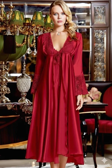 Jeremi 441 6'lı İpek Saten Gecelik-Sabahlık Çeyiz Takımı - 5