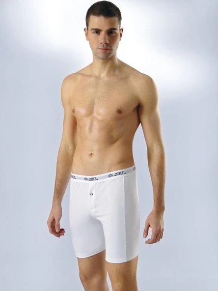 Anıt Erkek Likralı Pamuklu Düğmeli Uzun Boxer