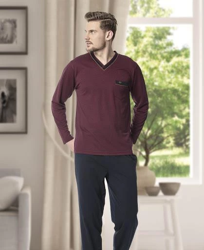 KLY 6121 Erkek V Yaka Pijama Takımı - 2