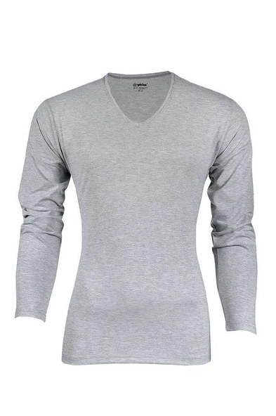 Yıldız 352 Gri Likralı V Yaka Uzun Kollu Erkek Body T-Shirt ürün görseli 1