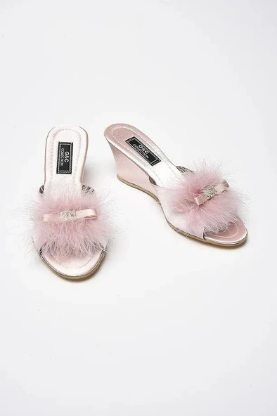 G&C Kadın Tüylü Taşlı Gelin Çeyizlik Ev Terliği - 8