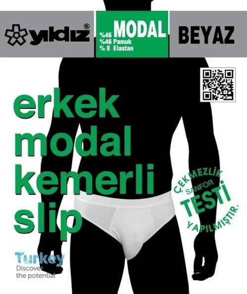 Yıldız 65 Erkek Beyaz Modal Kemerli Slip - 2