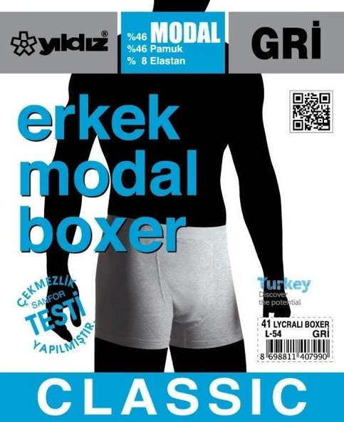 Yıldız 41 Gri Modal Likralı Boxer - 2