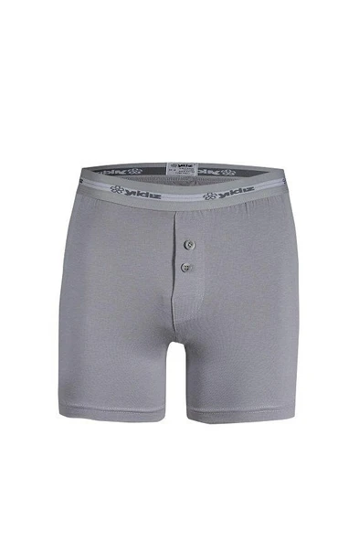 Yıldız 112 Erkek Pamuklu Gri Likralı Uzun Boxer