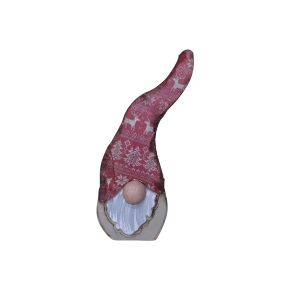 Gnome, Burnuk, Sakallı Kafadar Kar Taneleri Ahşap Dekor - 6