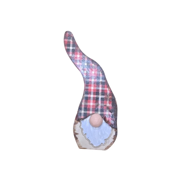 Gnome, Burnuk, Sakallı Kafadar Ekoseli Ahşap Dekor - 8