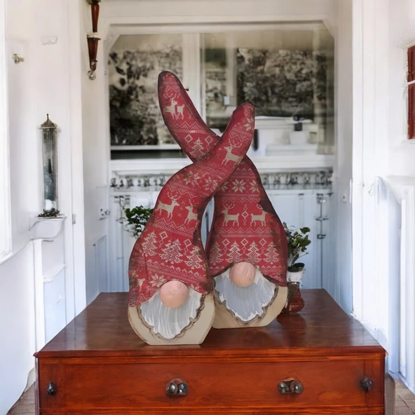 Gnome, Burnuk, Sakallı Kafadar Kar Taneleri Ahşap Dekor - 3