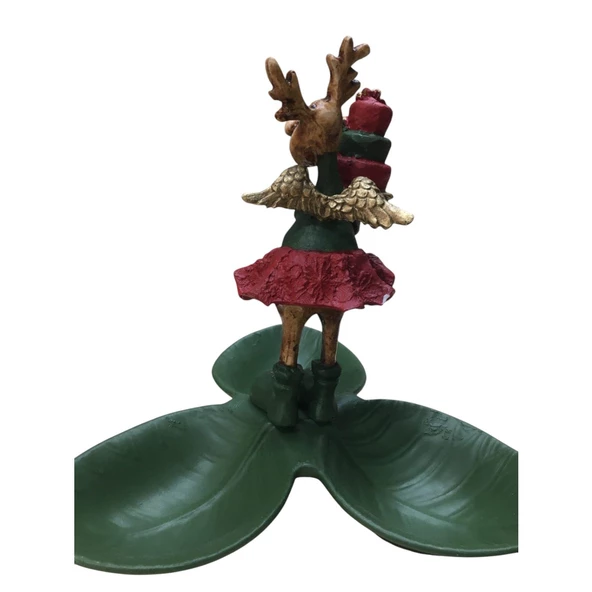 Pastalı Kırmızı Yeşil Geyik Tabaklı Sunum,Çerezlik - Kahvaltı - Kahve - Meyve Sunum Tabağı - 2