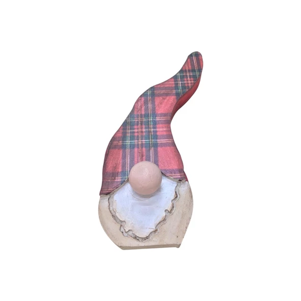 Gnome, Burnuk, Sakallı Kafadar Ekoseli Ahşap Dekor - 7
