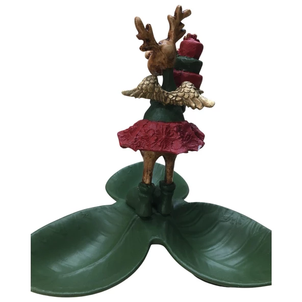 Pastalı Kırmızı Yeşil Geyik Tabaklı Sunum,Çerezlik - Kahvaltı - Kahve - Meyve Sunum Tabağı - 5